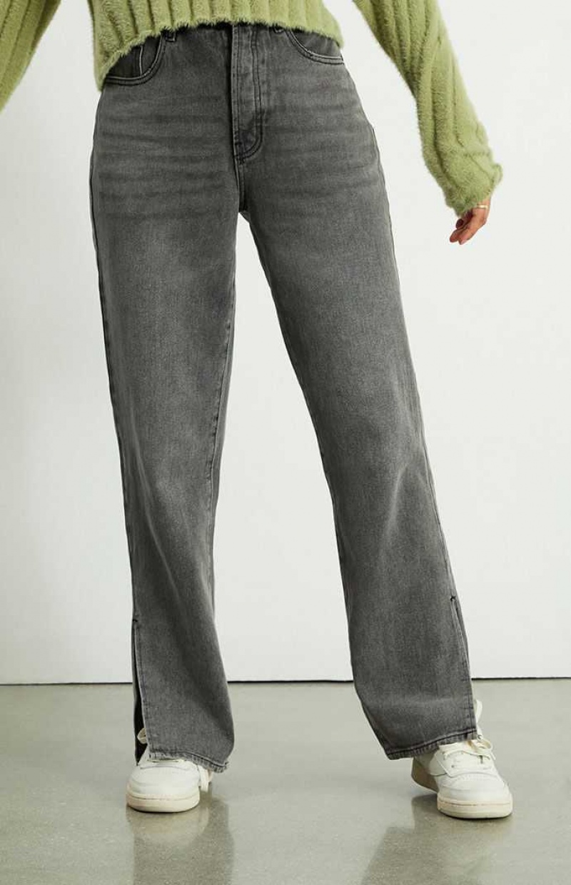 Pantalones PacSun Gray Slit Dad Mujer Negras | KPYTW6482