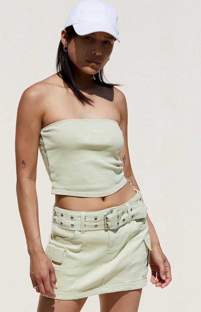 Pantalones PacSun Green Cargo Denim Mini Skirt Mujer Verde | TRUWY4275