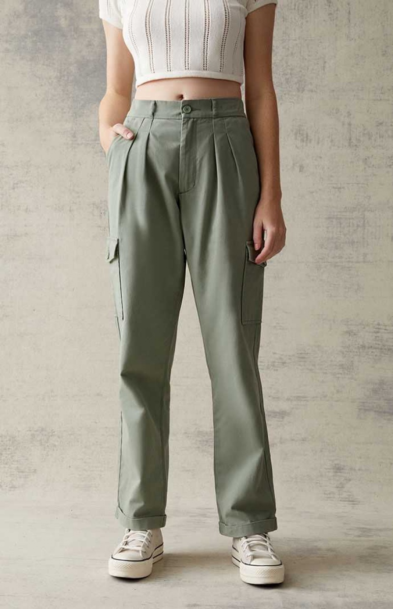 Pantalones PacSun Green Cargo Mujer Verde | YURCW1847