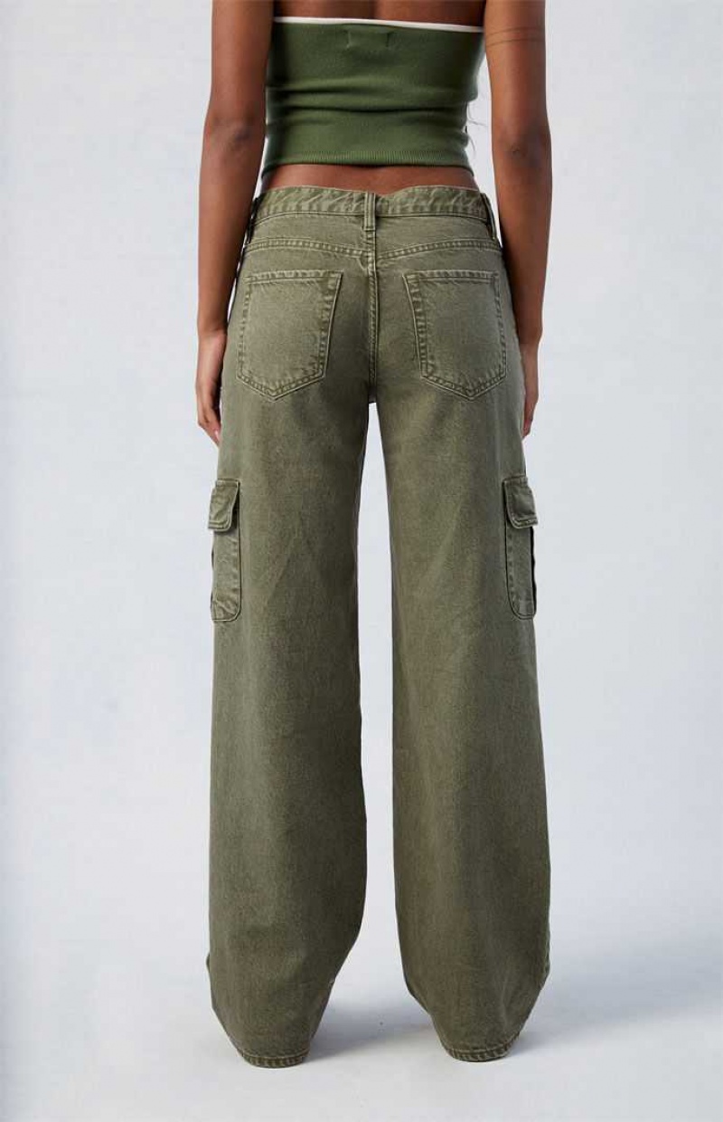 Pantalones PacSun Green Low Rise Extreme gy Cargo Mujer Verde | YNLKC2647