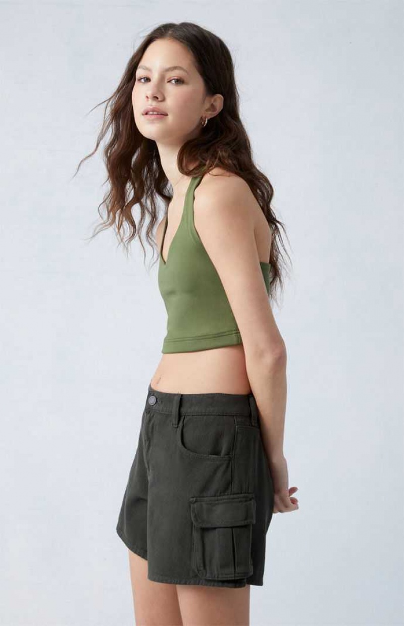 Pantalones PacSun Green Mid Rise Cargo Mujer FOREST GRN | CEUSZ9310