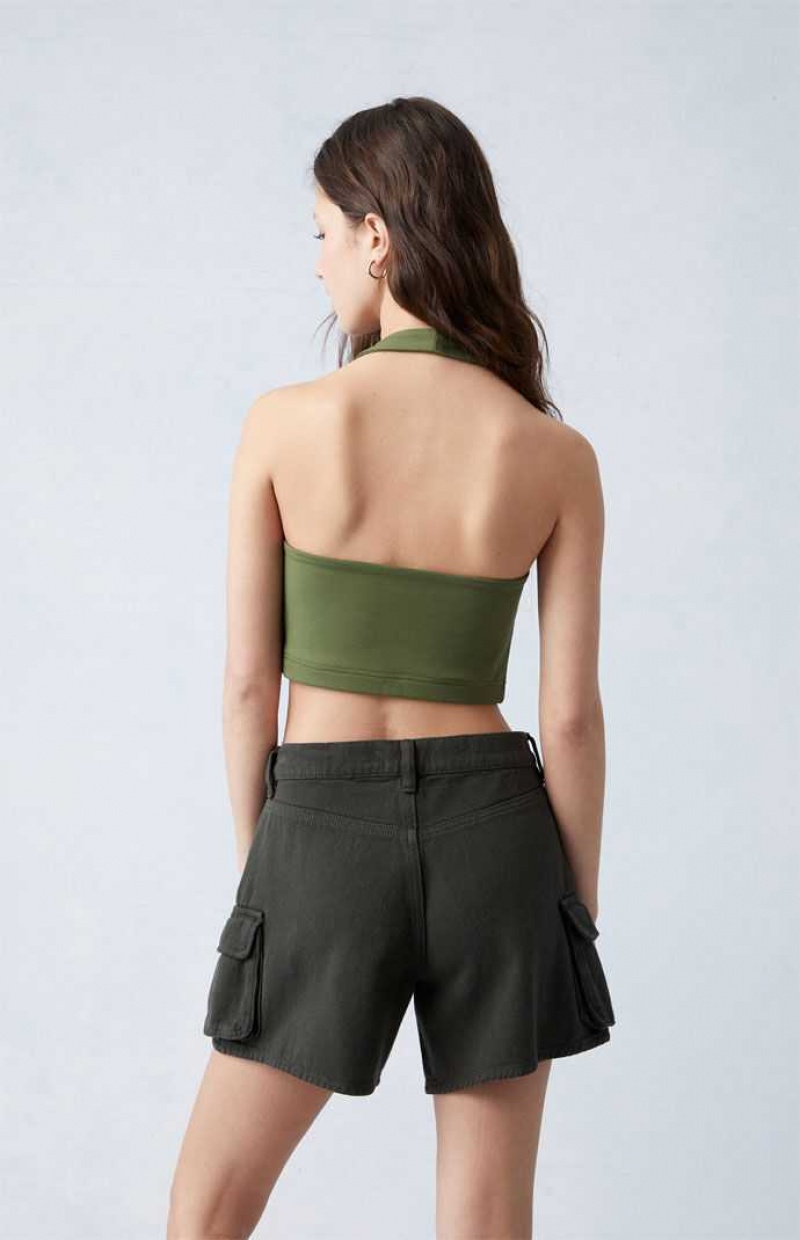 Pantalones PacSun Green Mid Rise Cargo Mujer FOREST GRN | CEUSZ9310