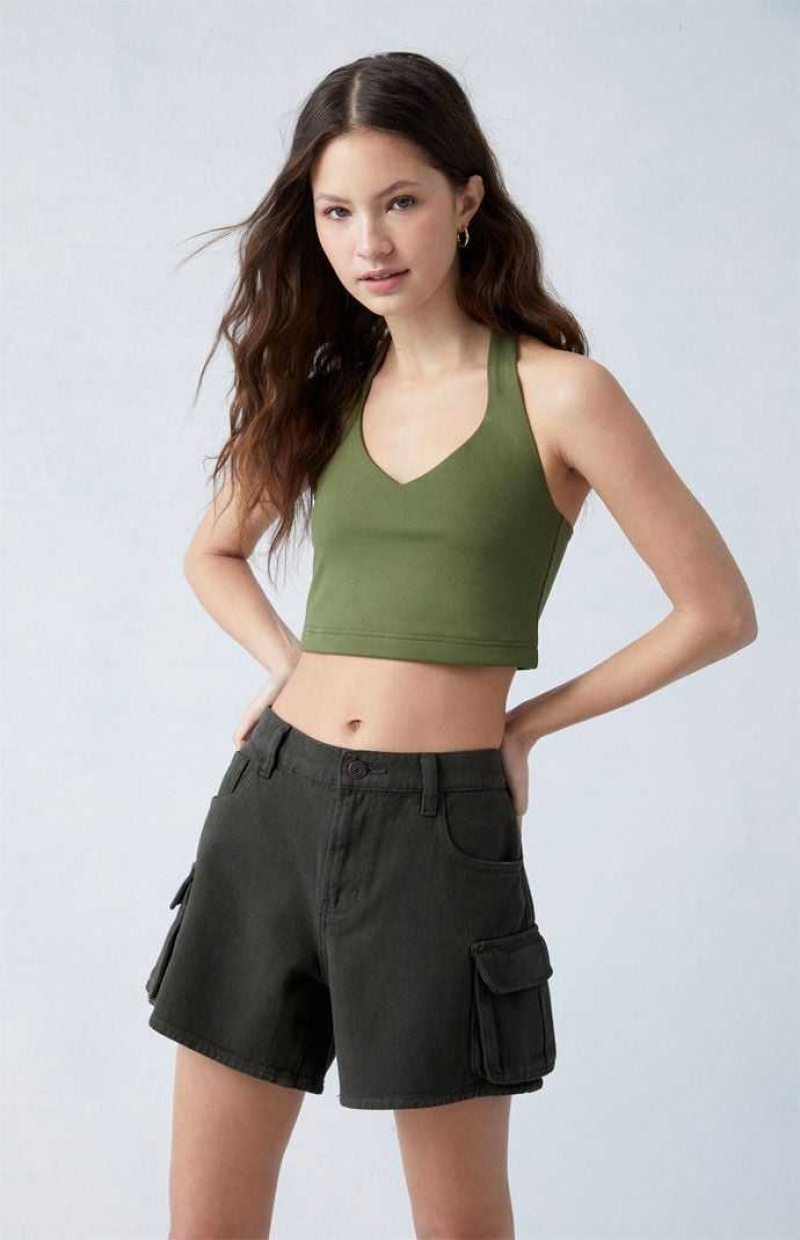 Pantalones PacSun Green Mid Rise Cargo Mujer FOREST GRN | CEUSZ9310