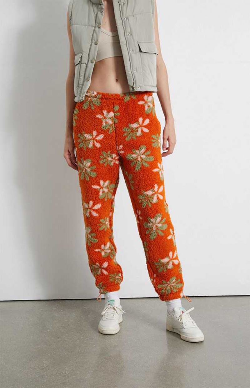 Pantalones PacSun Groovy Floral Sherpa Mujer Naranjas | HLZAG6593