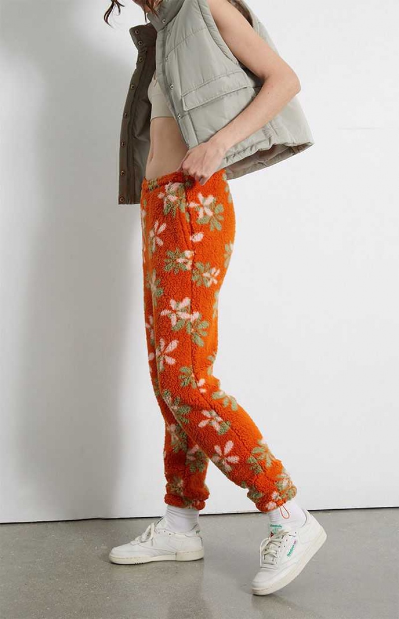 Pantalones PacSun Groovy Floral Sherpa Mujer Naranjas | HLZAG6593