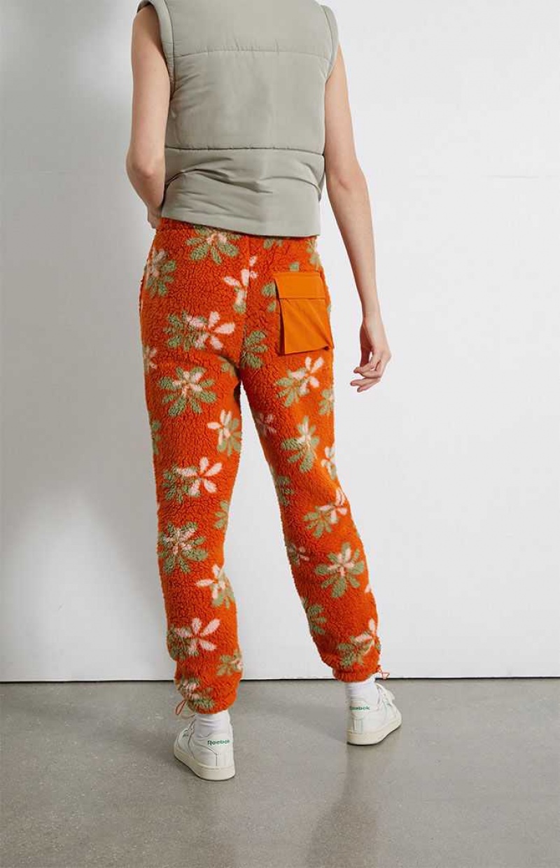 Pantalones PacSun Groovy Floral Sherpa Mujer Naranjas | HLZAG6593