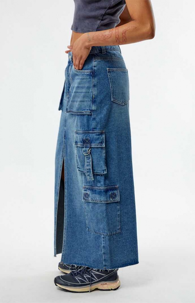 Pantalones PacSun Indigo Cargo Midi Skirt Mujer Indigo | BQWRA8074