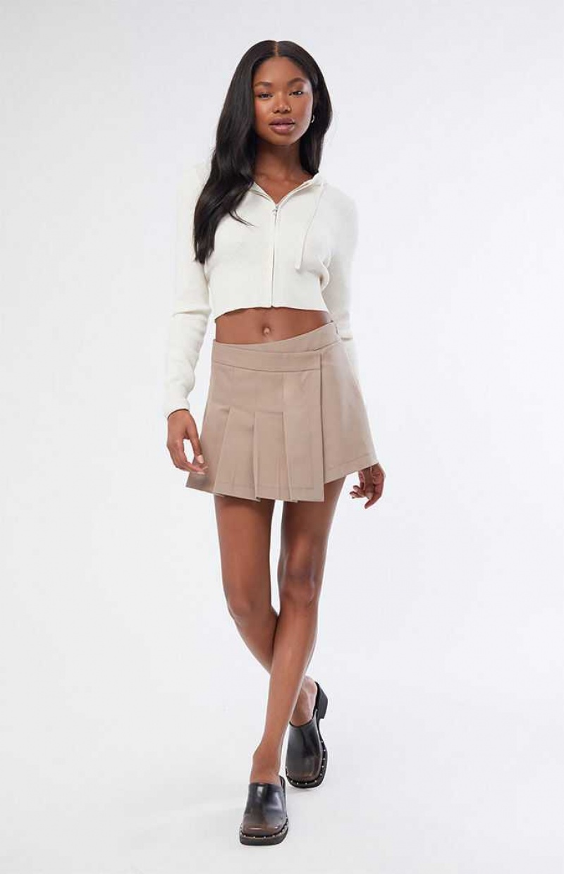 Pantalones PacSun Kendall & Kylie Asymmetrical Plisado Mini Skort Mujer Marrones | EBTNC9835