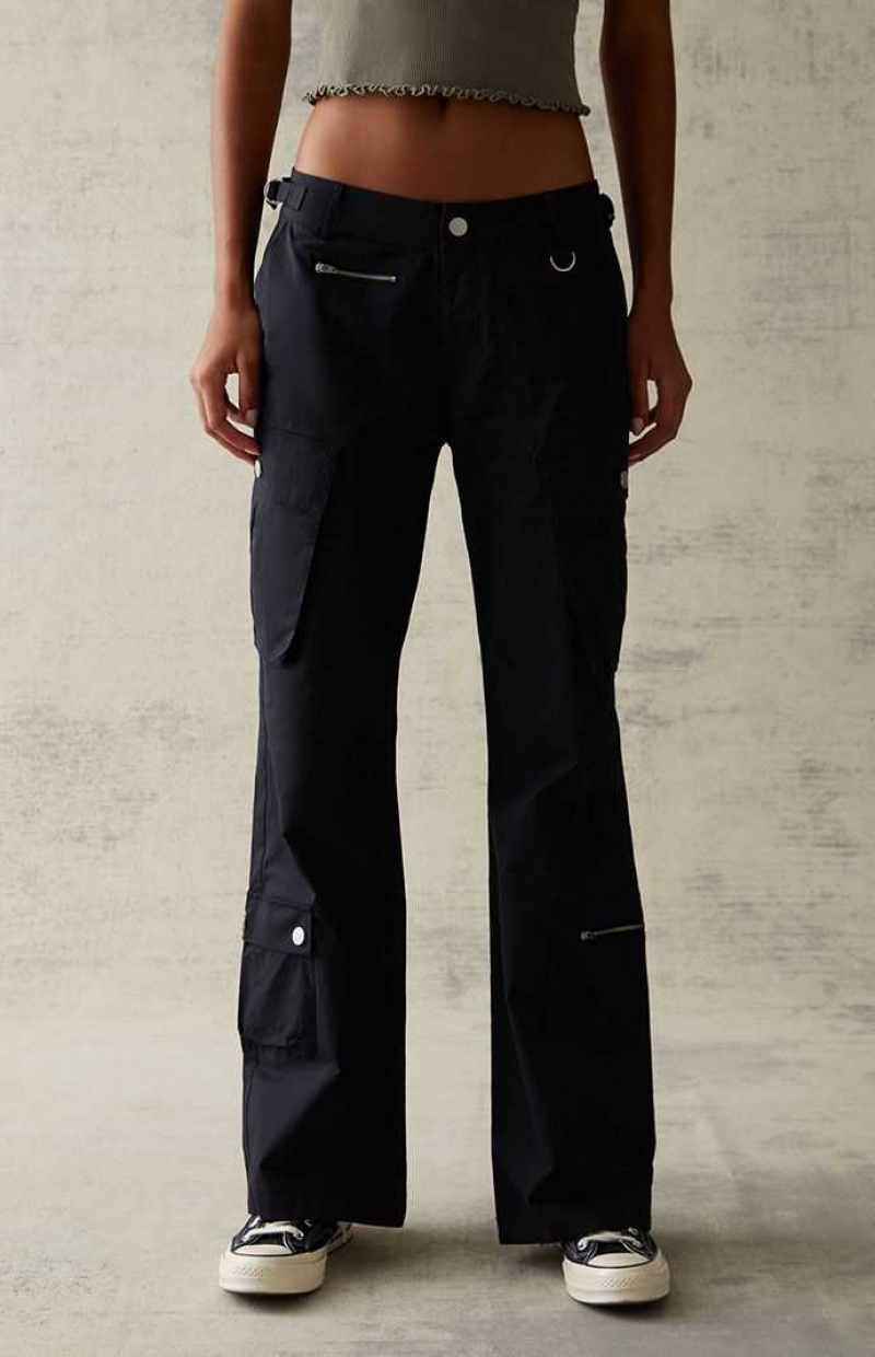 Pantalones PacSun Kendall & Kylie Black Low Rise Zip Cargo Mujer Negras | WZHTX1203