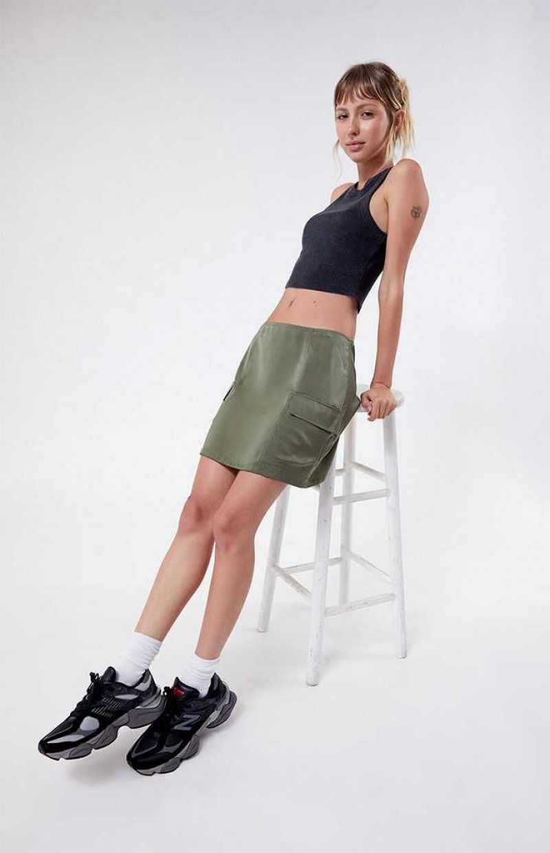 Pantalones PacSun Kendall & Kylie Satin Cargo Mini Skirt Mujer Verde Oliva | FOKRN6283