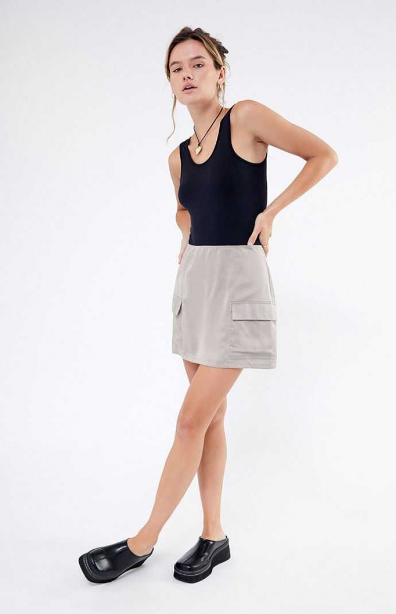 Pantalones PacSun Kendall & Kylie Satin Cargo Mini Skirt Mujer Gris | CVIYL9023