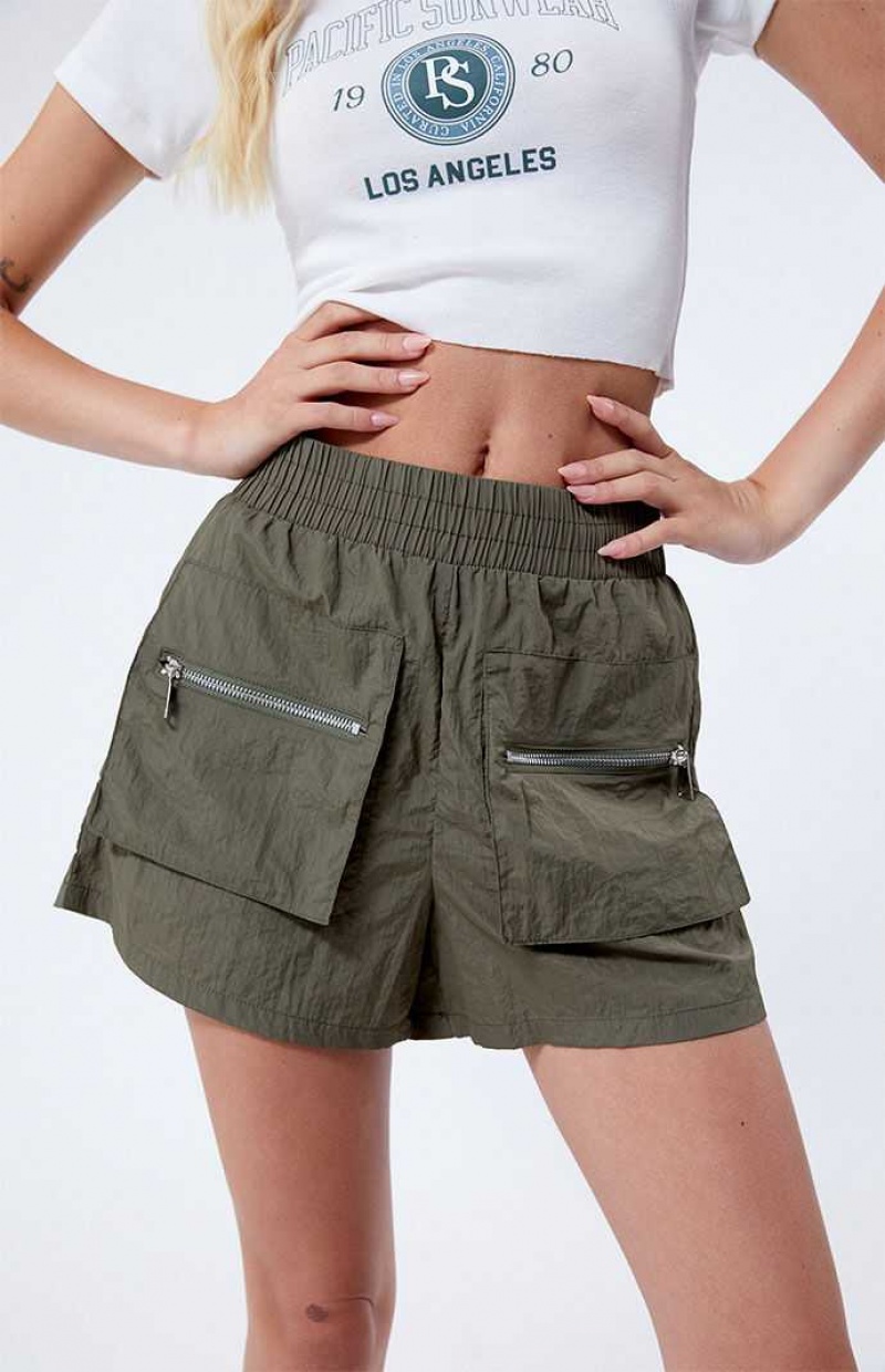 Pantalones PacSun LA Hearts Cargo Elastic Cintura Mujer Verde Oliva | BAVYK5963