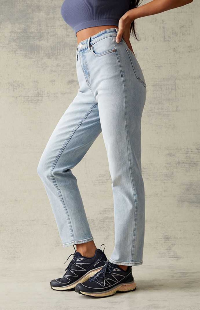 Pantalones PacSun Light Blue Curve Directo Leg Mujer Indigo Claro | GTUOR8364