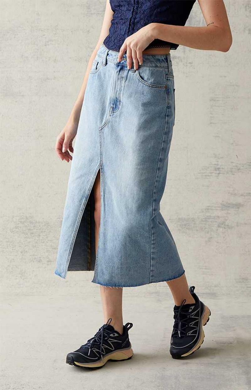 Pantalones PacSun Light Blue Denim Midi Skirt Mujer Indigo | EKOWI2916