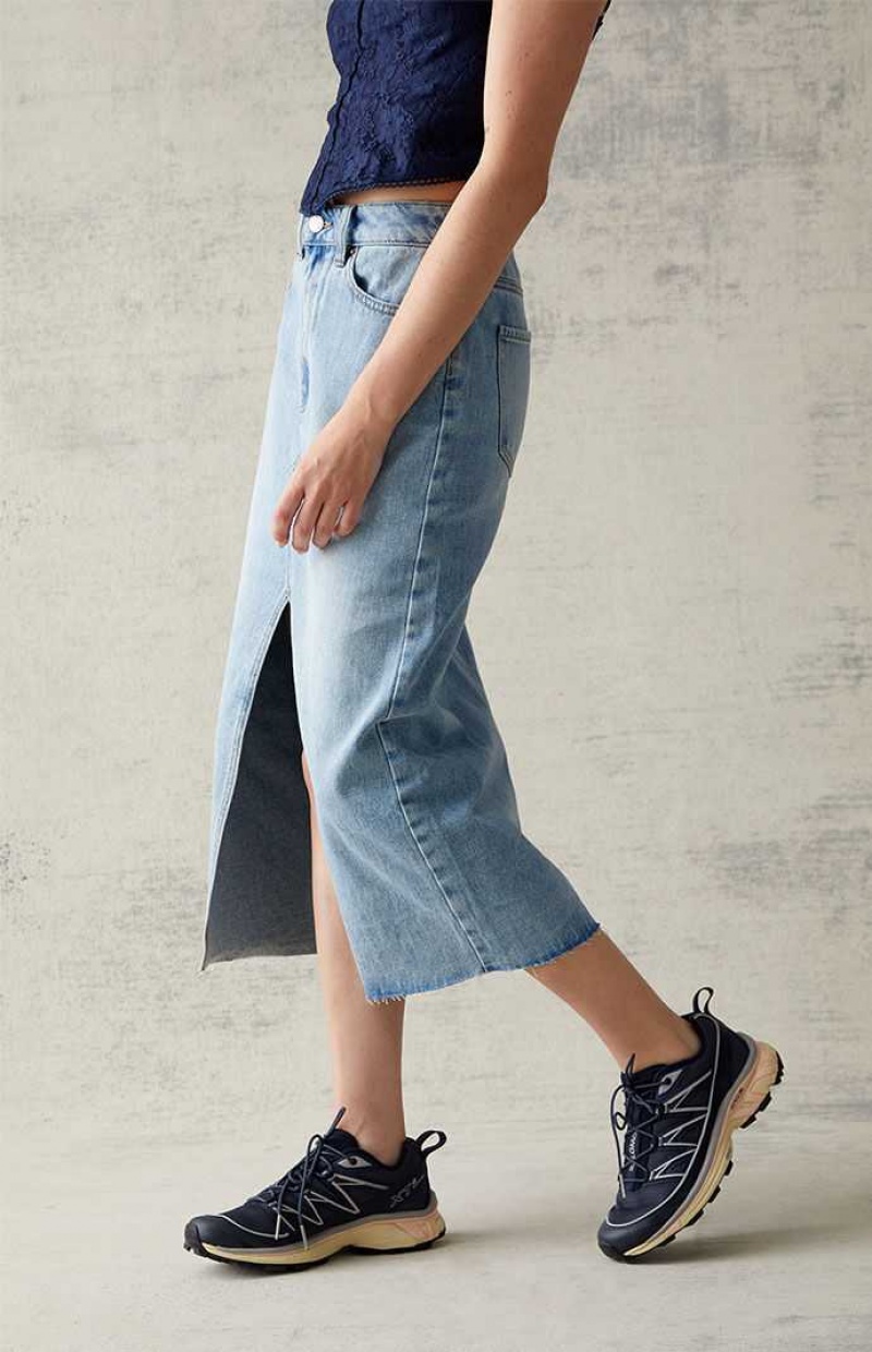 Pantalones PacSun Light Blue Denim Midi Skirt Mujer Indigo | EKOWI2916