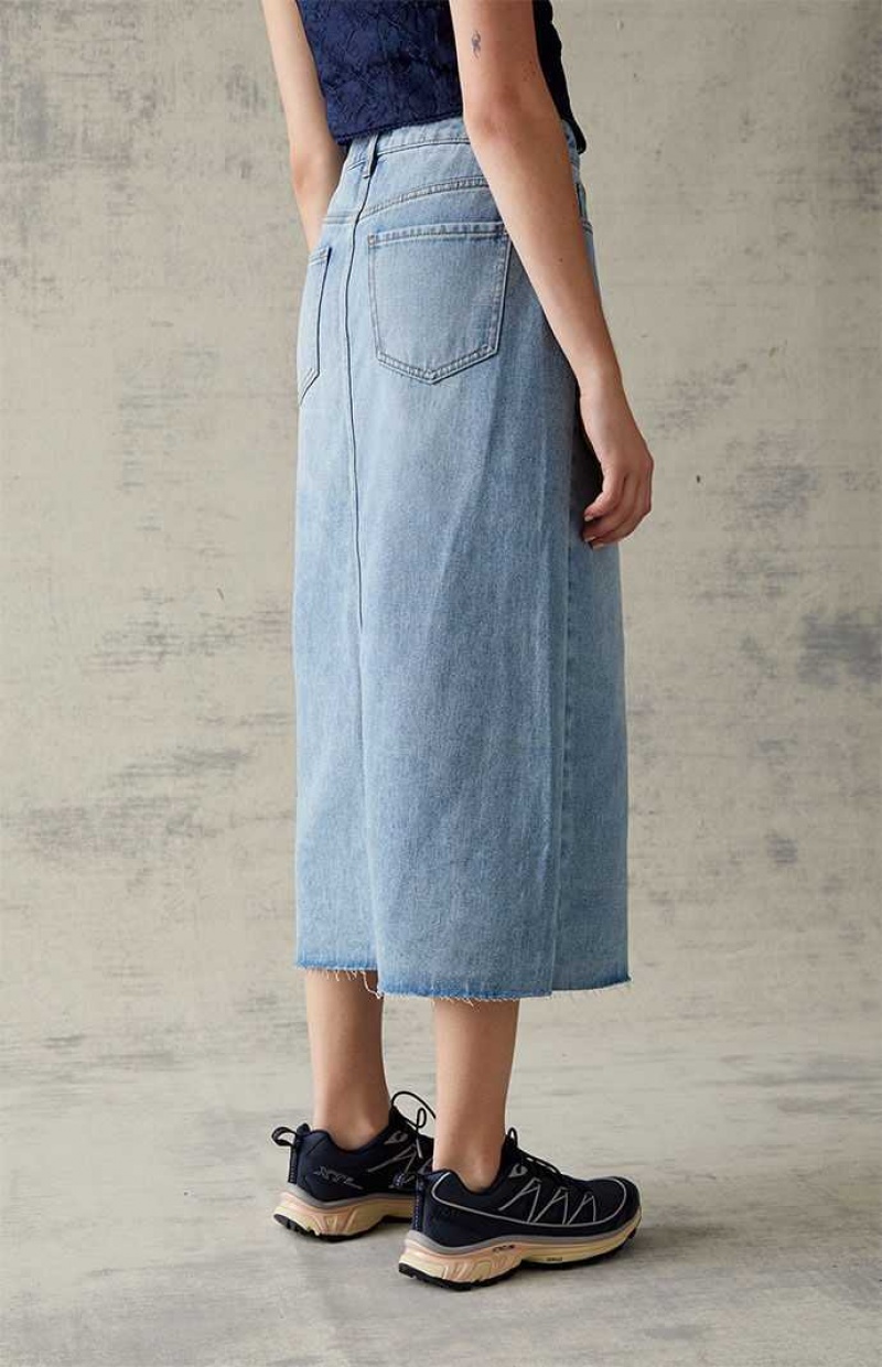 Pantalones PacSun Light Blue Denim Midi Skirt Mujer Indigo | EKOWI2916