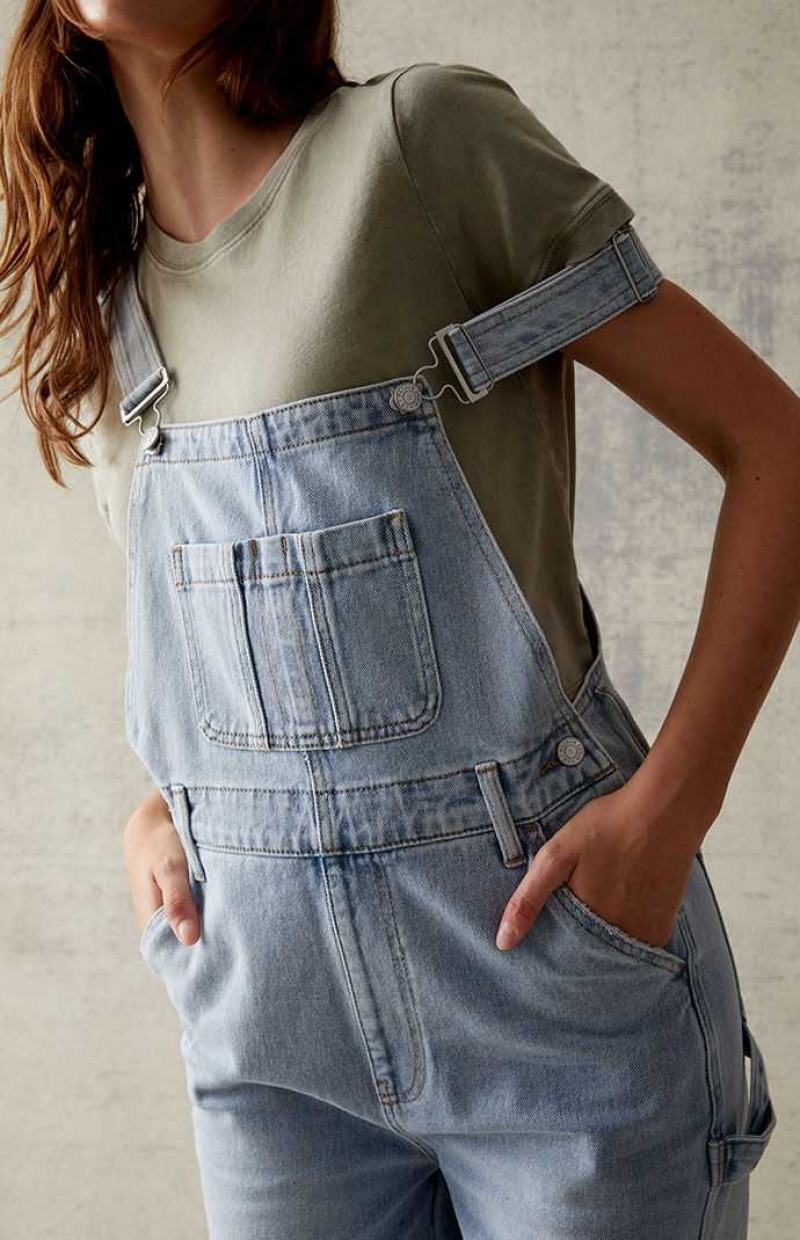 Pantalones PacSun Light Blue Denim Overalls Mujer Indigo | DVXAI0468