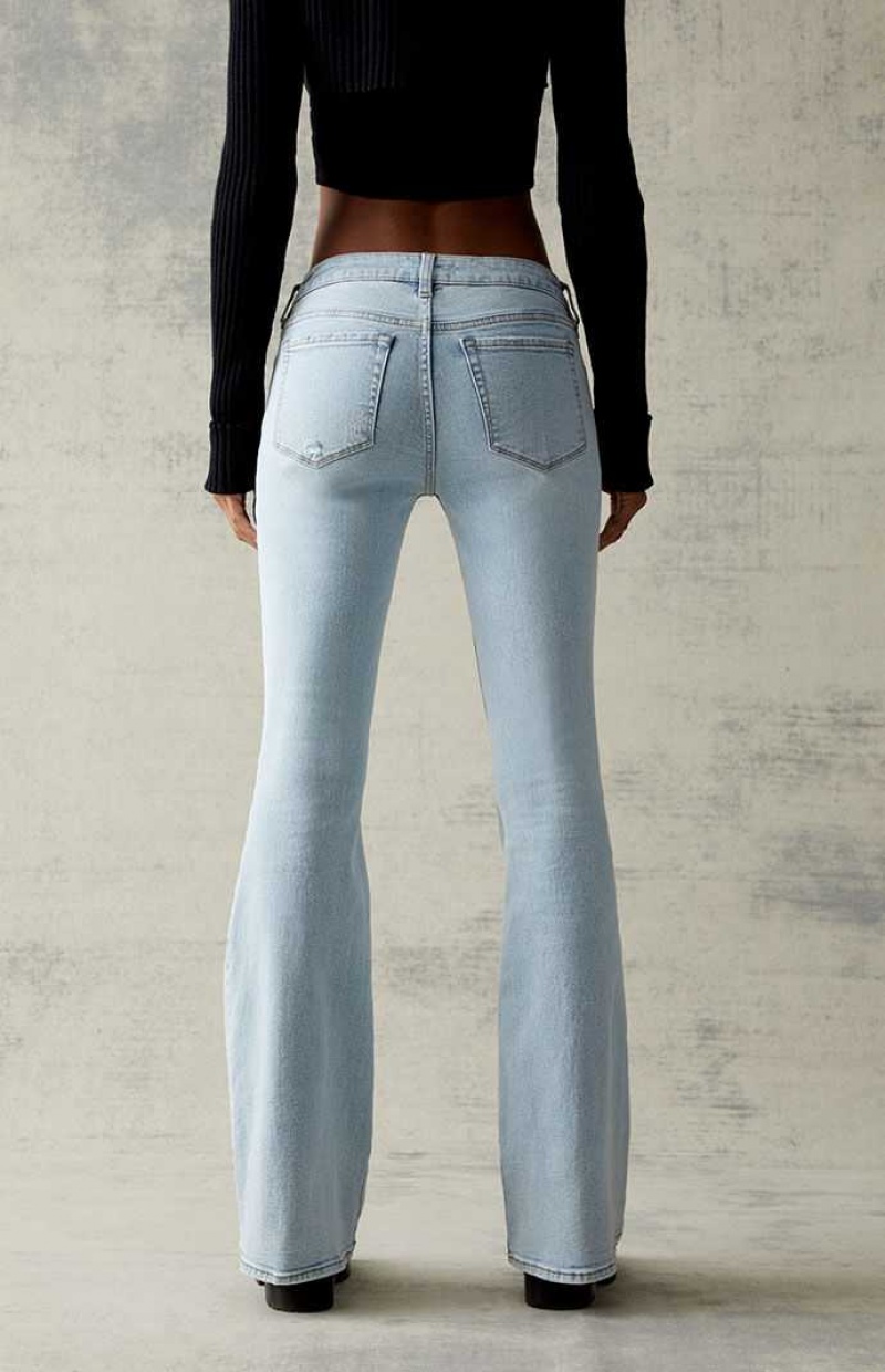 Pantalones PacSun Light Blue Ripped Stretch Low Rise Flare Mujer Indigo | XNBVK6251