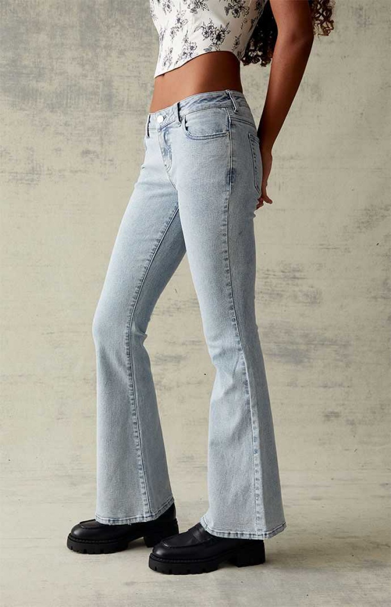 Pantalones PacSun Light Blue Stretch Low Rise Flare Mujer Indigo | AHMBJ2695