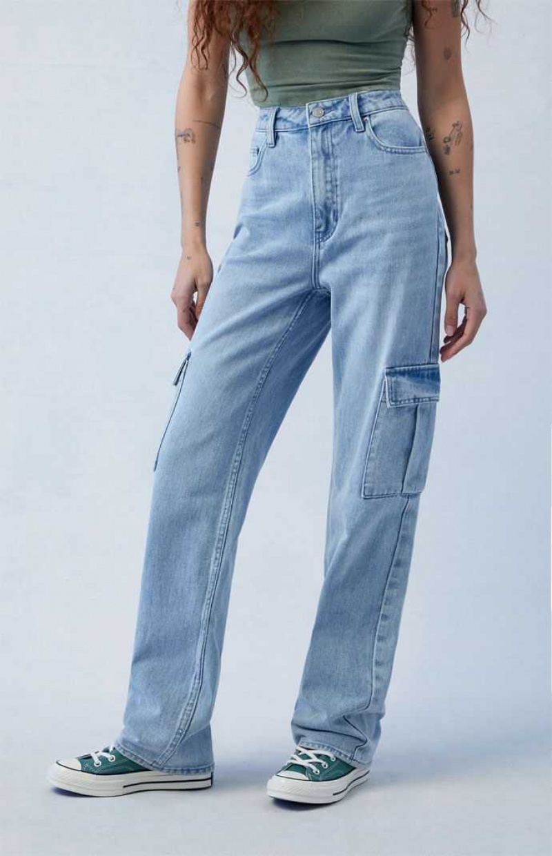 Pantalones PacSun Light Indigo '90s Boyfriend Cargo Mujer Indigo | CKIFX6207