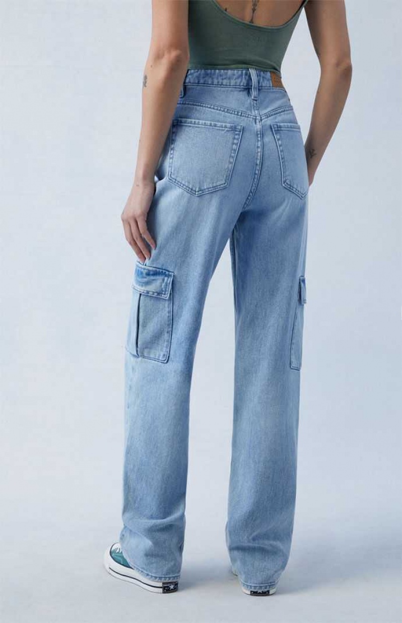 Pantalones PacSun Light Indigo '90s Boyfriend Cargo Mujer Indigo | CKIFX6207