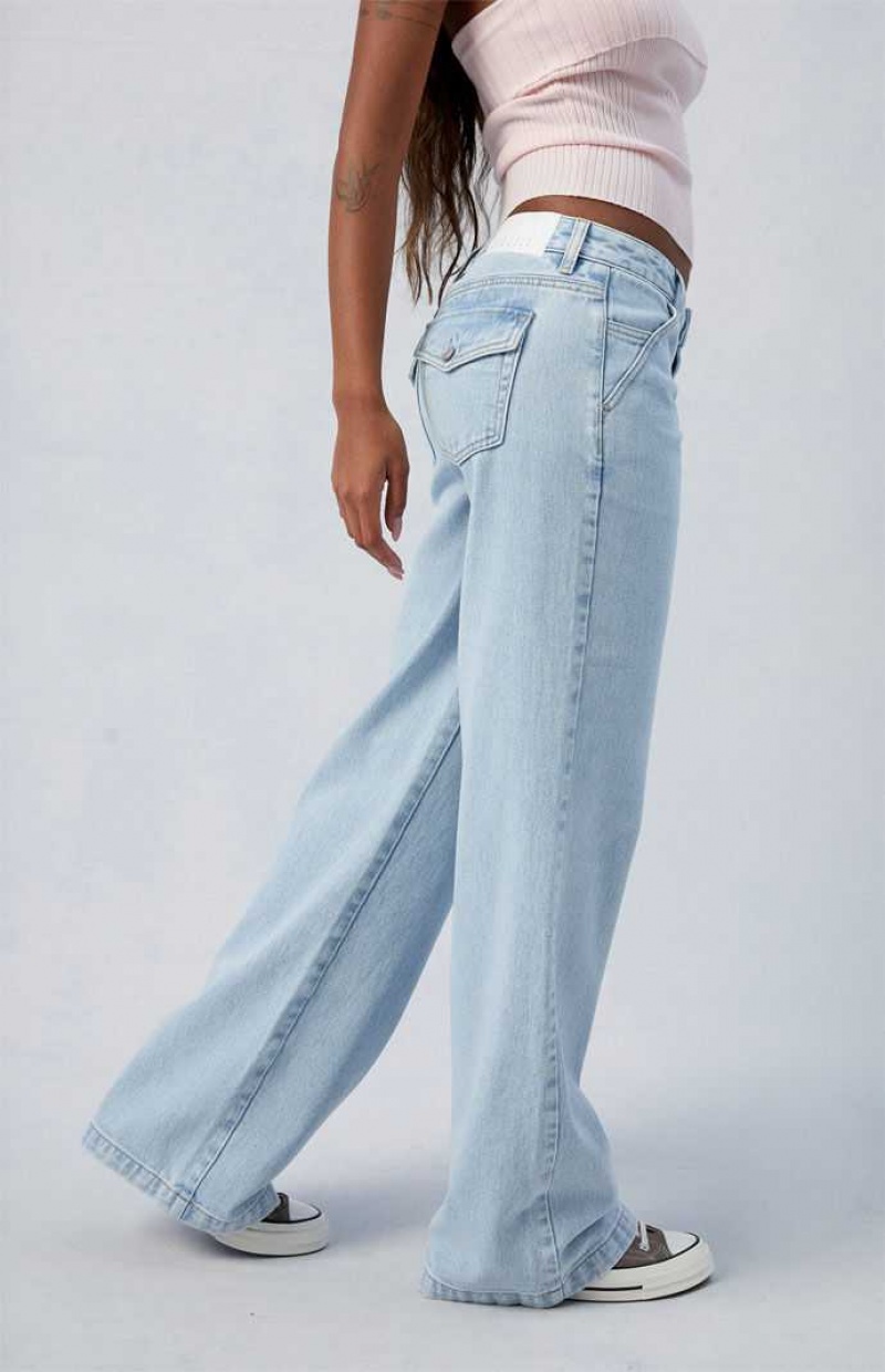 Pantalones PacSun Light Indigo Casey Low Rise gy Mujer Indigo | HXWBT4136