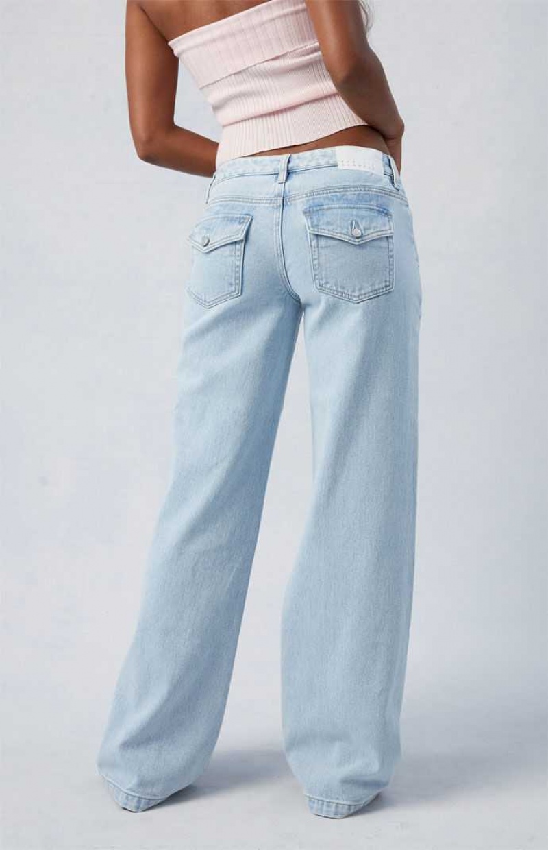 Pantalones PacSun Light Indigo Casey Low Rise gy Mujer Indigo | HXWBT4136