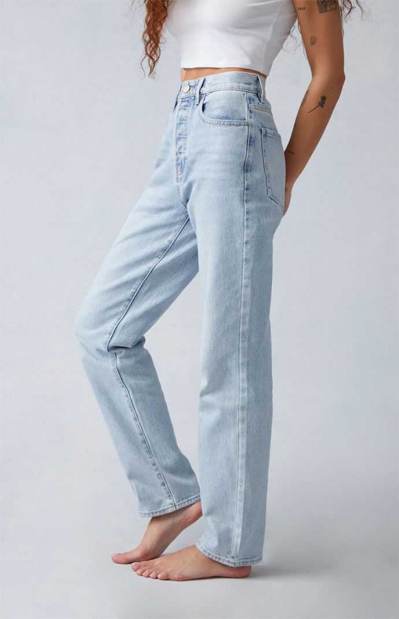 Pantalones PacSun Light Indigo Glittery Dad Mujer Azules | KPJXL3051