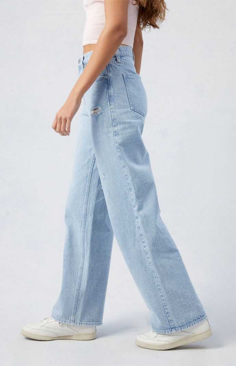 Pantalones PacSun Light Indigo Ripped Cali Boyfriend Mujer Indigo | PGACU4619