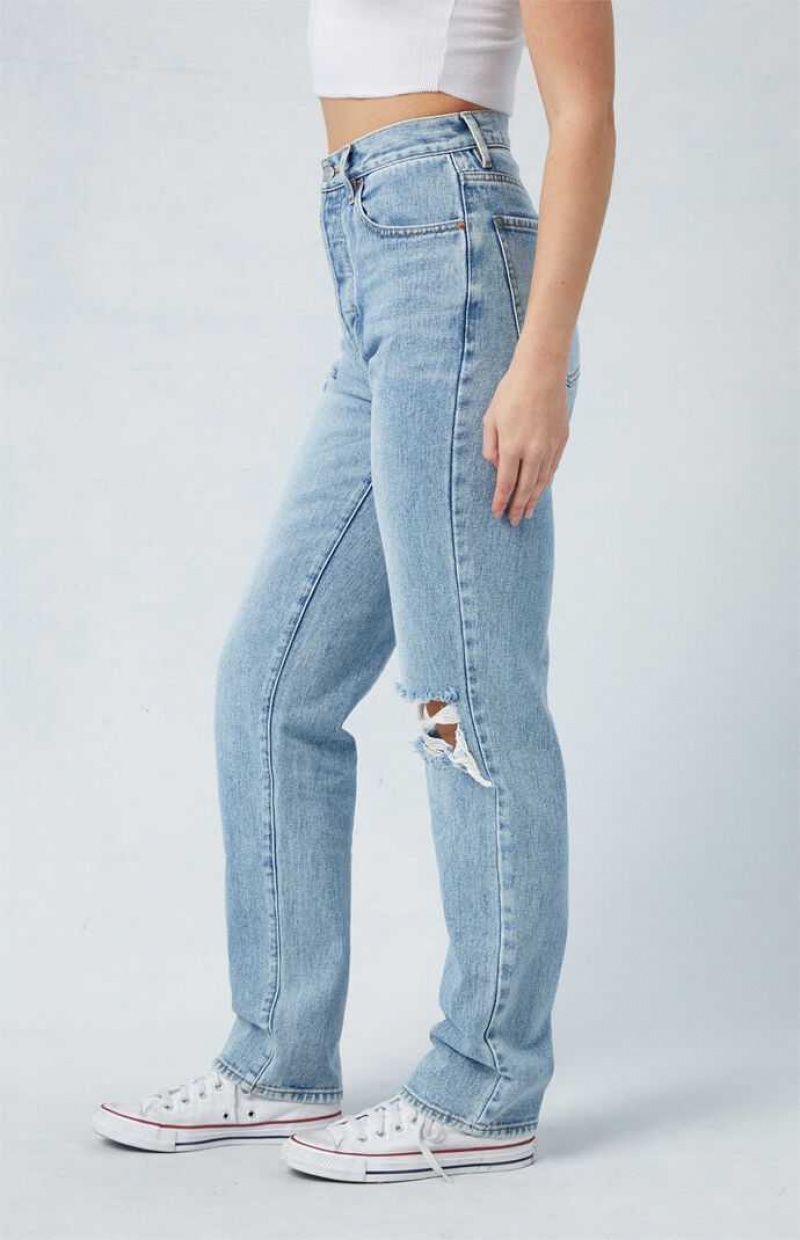 Pantalones PacSun Light Indigo Ripped Dad Mujer Indigo | BSMVG4315