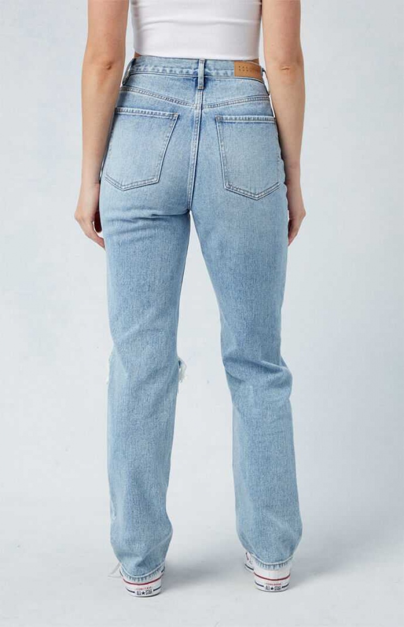 Pantalones PacSun Light Indigo Ripped Dad Mujer Indigo | BSMVG4315