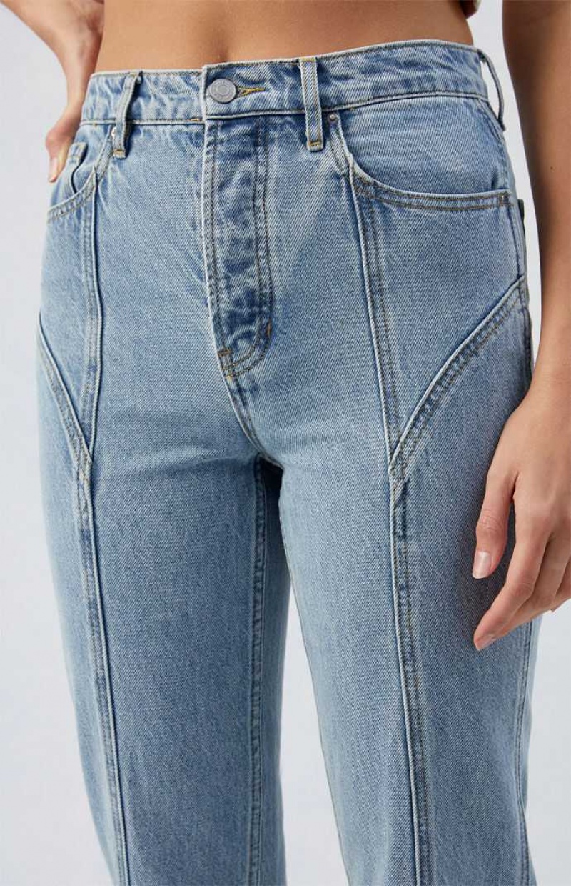 Pantalones PacSun Light Indigo Seamed Dad Mujer Indigo | FBJRV7982