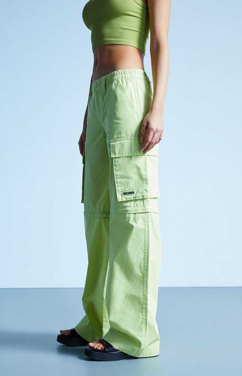 Pantalones PacSun Lime Zip Off Low Rise Puddle Mujer Verde Claro | AGBSM2198