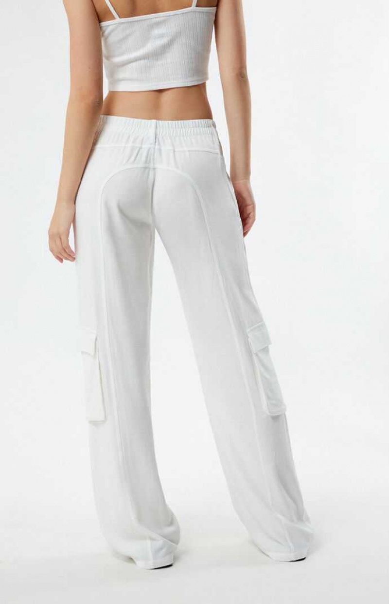 Pantalones PacSun Linen Cargo Mujer Blancas | AZXUE9420