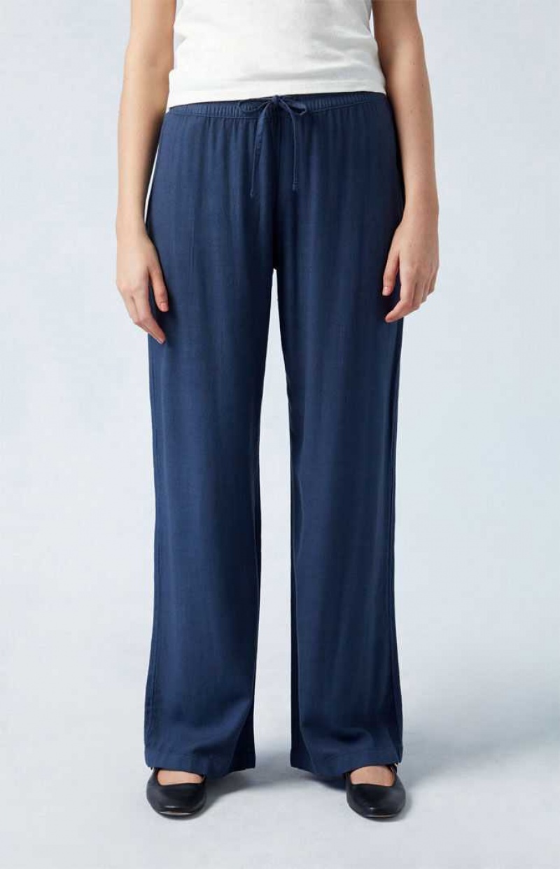 Pantalones PacSun Linen Pull-On Mujer Azul Marino | BESVL9205