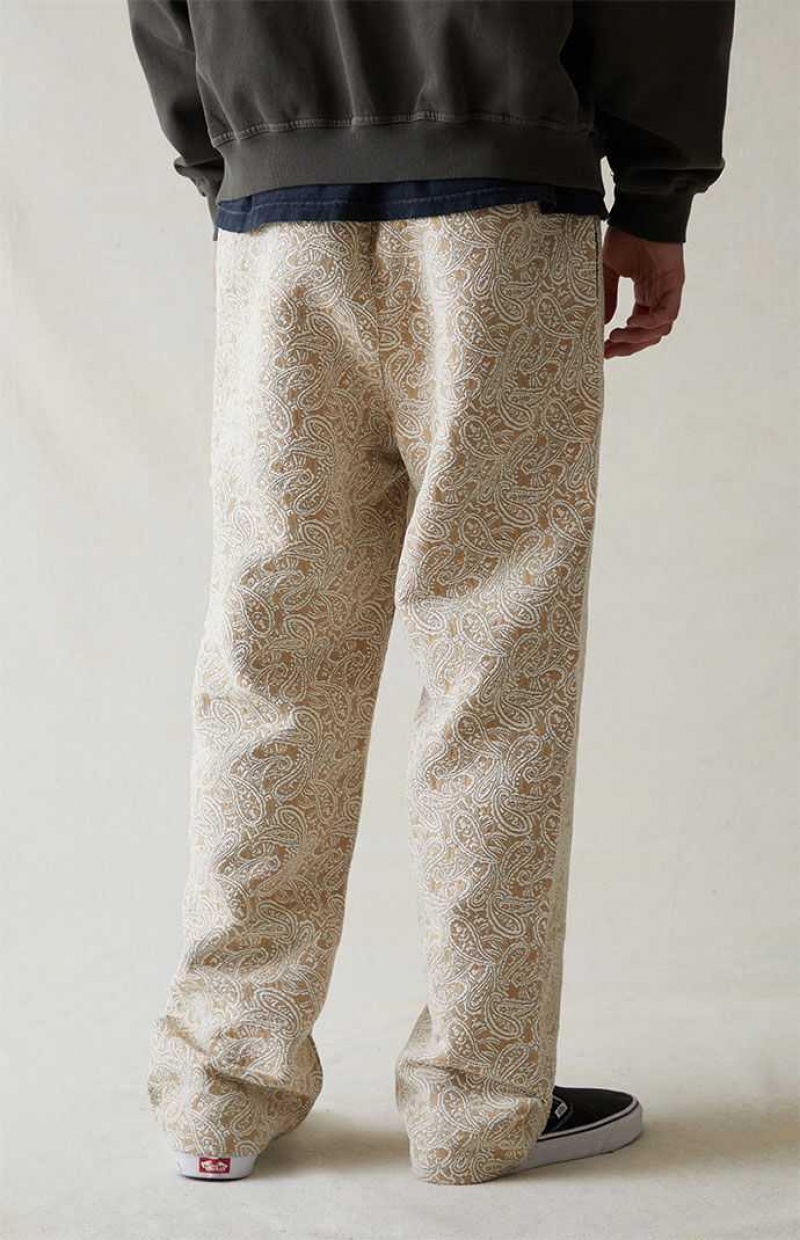 Pantalones PacSun Lona Printed Paisley Slim Hombre Marrones | QGAHK3014