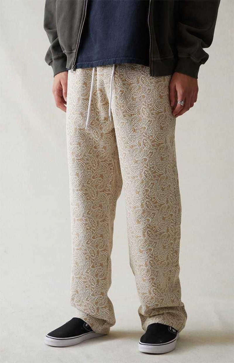 Pantalones PacSun Lona Printed Paisley Slim Hombre Marrones | QGAHK3014