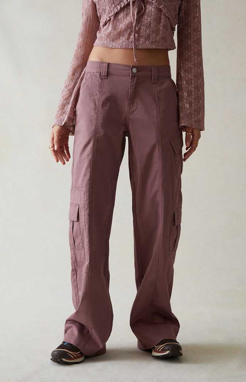 Pantalones PacSun Mauve Low Rise Cargo Puddle Mujer Moradas | KZNJP5128