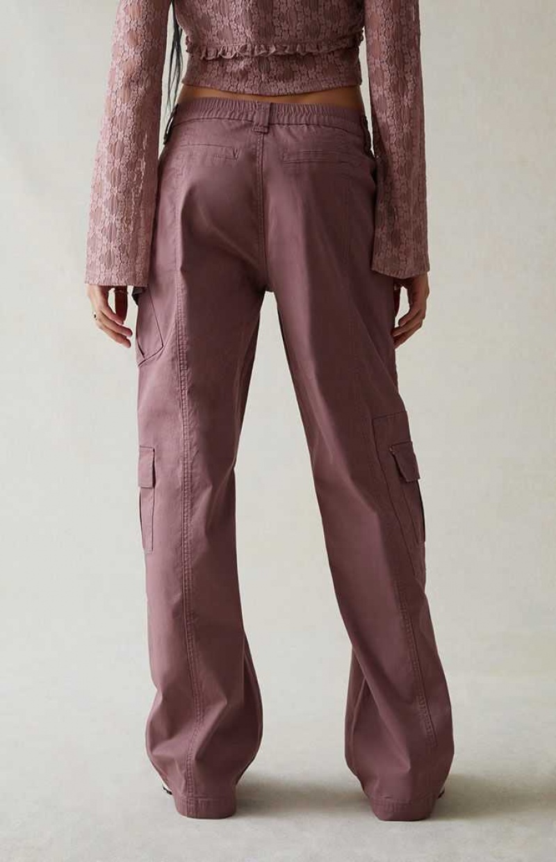 Pantalones PacSun Mauve Low Rise Cargo Puddle Mujer Moradas | KZNJP5128