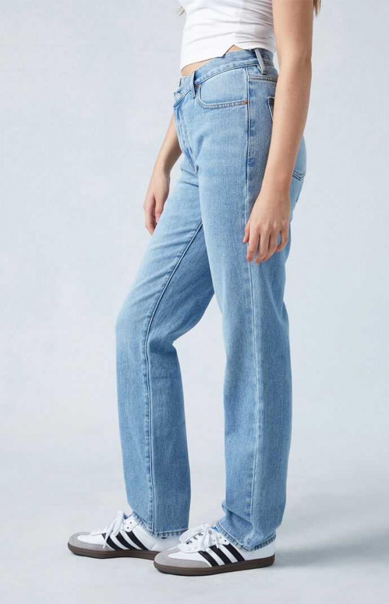 Pantalones PacSun Medium Blue Asymmetrical Dad Mujer Indigo | OTSDN5190