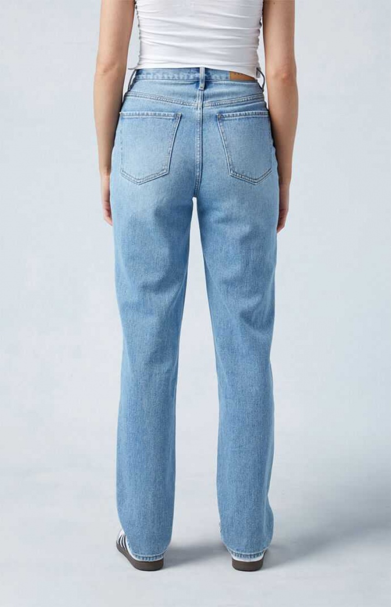 Pantalones PacSun Medium Blue Asymmetrical Dad Mujer Indigo | OTSDN5190