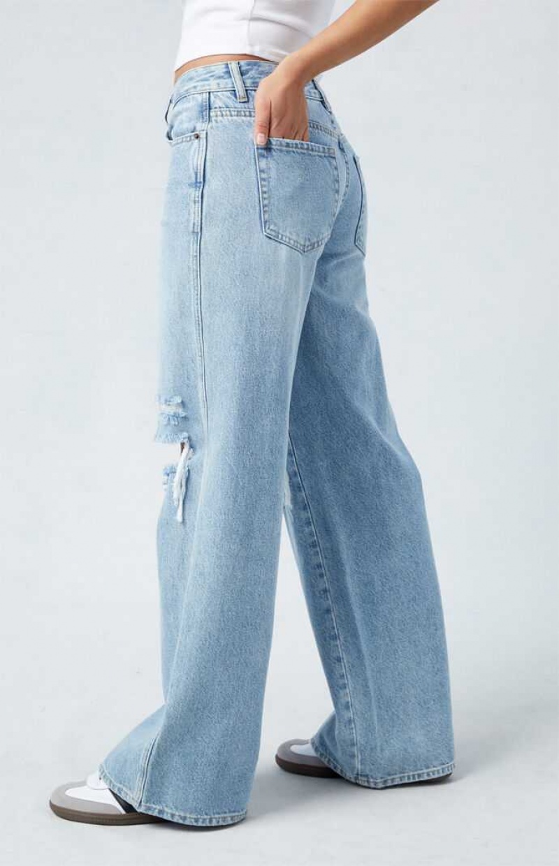 Pantalones PacSun Medium Blue Low Rise gy Mujer Indigo | QXVYU7412