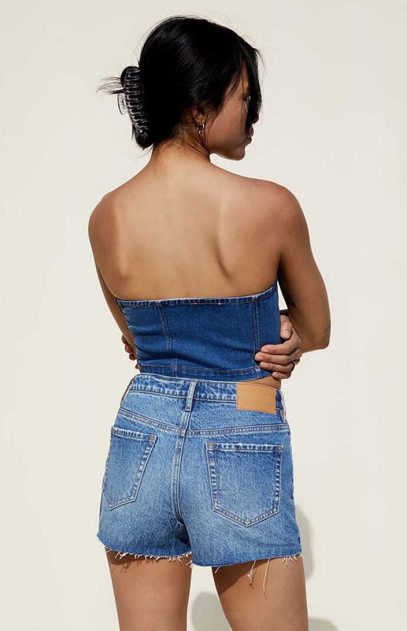 Pantalones PacSun Medium Blue Stretch High Waisted Denim Mujer Indigo | WVXLU5074