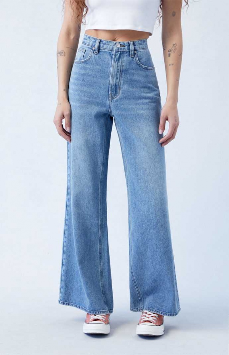 Pantalones PacSun Medium Indigo Anchos Leg Mujer Indigo | ISYMZ3451