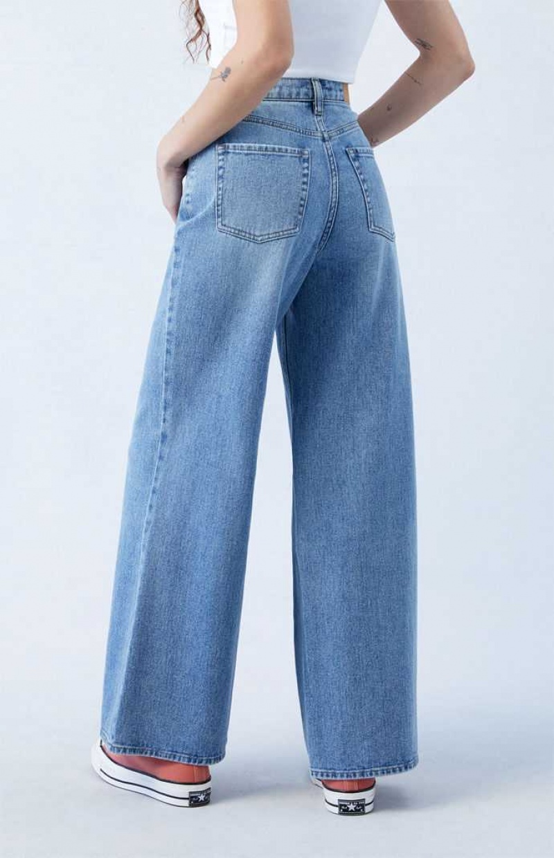 Pantalones PacSun Medium Indigo Anchos Leg Mujer Indigo | ISYMZ3451