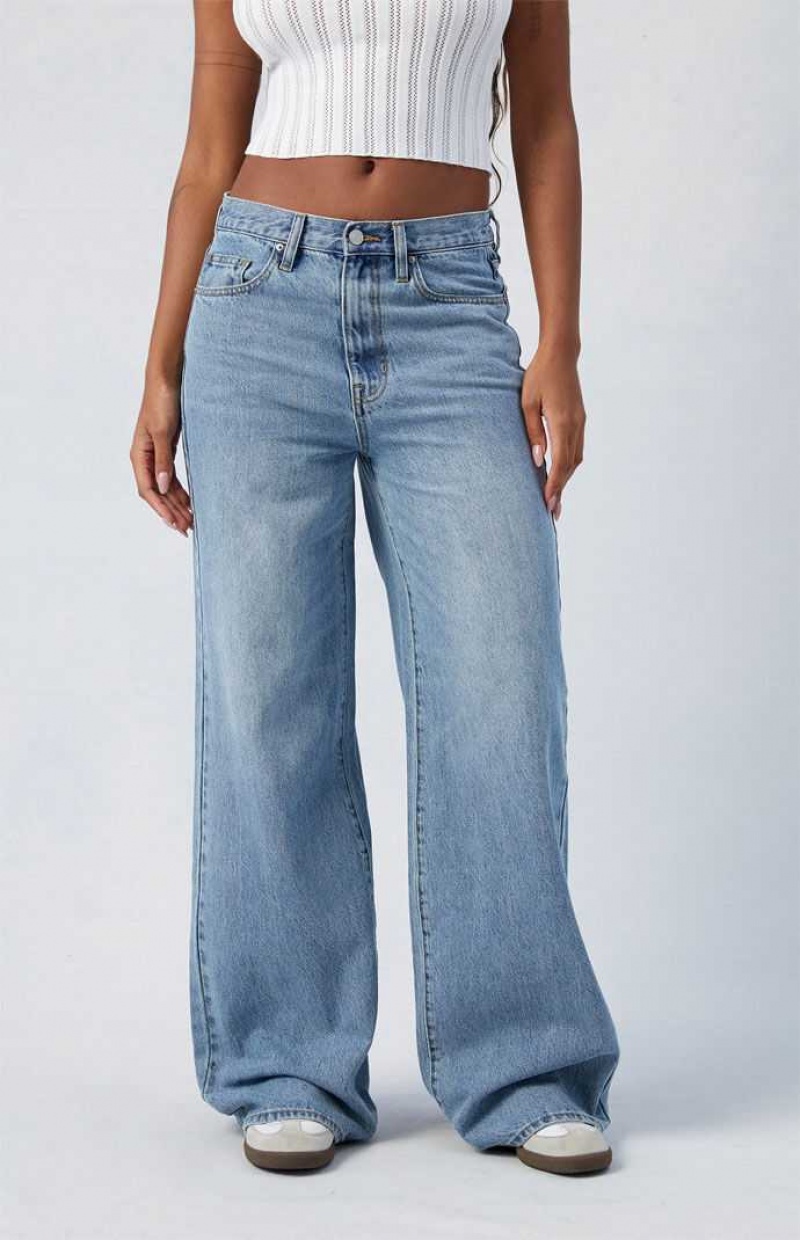 Pantalones PacSun Medium Indigo Dakota Mid Rise gy Mujer Indigo | KOPNM9764