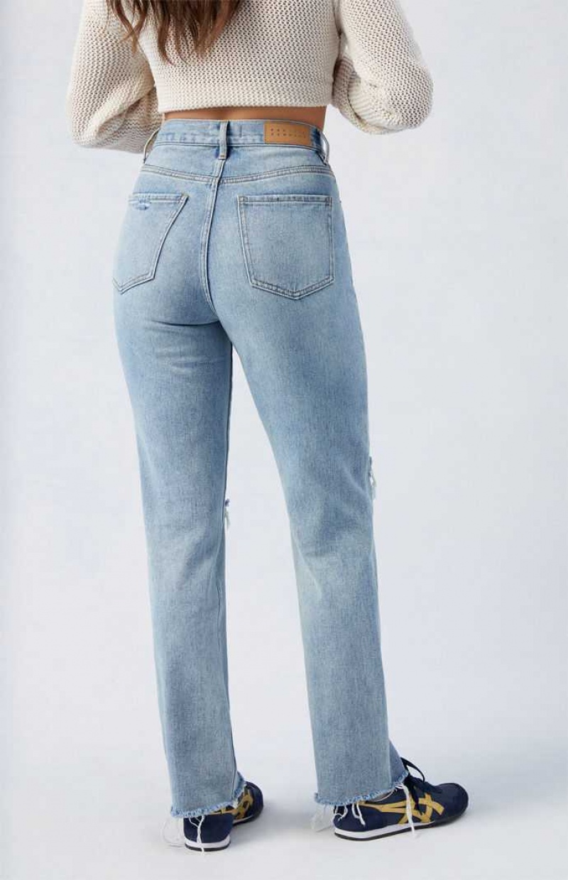 Pantalones PacSun Medium Indigo Ripped Dad Mujer Indigo | FCYQO1645