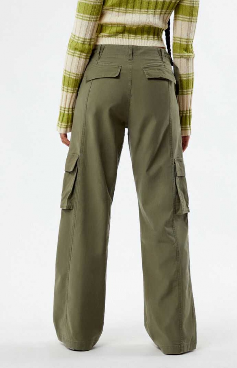 Pantalones PacSun Mid Rise Puddle Mujer Verde Oliva | GOCJH9307