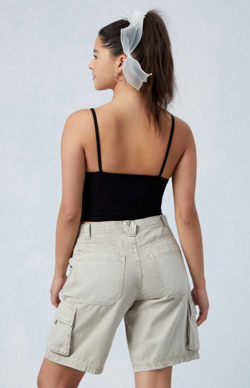 Pantalones PacSun Oatmeal Low Rise Cargo Skater Mujer Beige | AZEBK1307