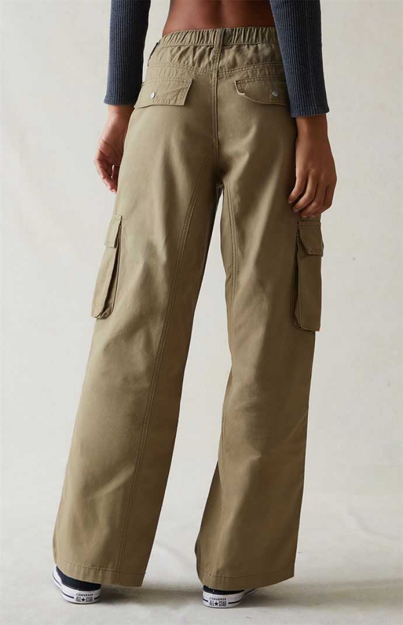 Pantalones PacSun Olive Drawstring Cintura gy Cargo Mujer Verde Oliva | OVDKL9180